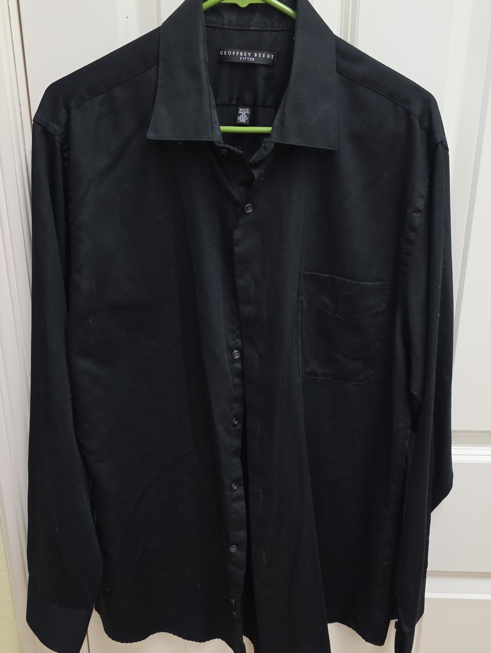 Geoffrey Beene Solid Black Long-Sleeve Dress Shirt